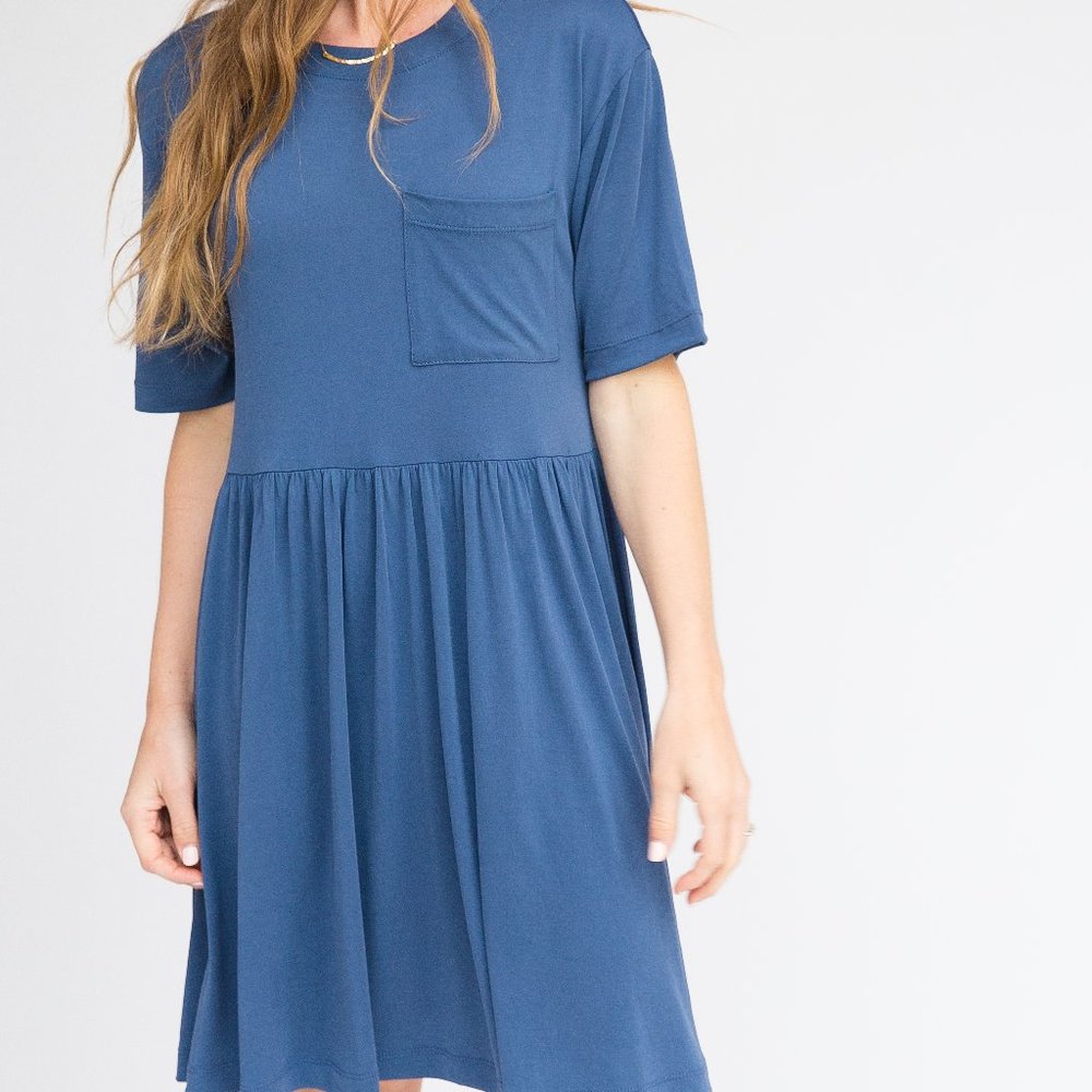 Agnes & Dora Modern Tunic Dress Indigo MEDIUM NWT